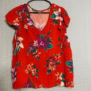 Old Navy Vibrant Floral V-Neck Blouse